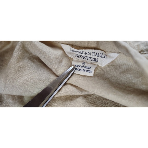 American Eagle‎ Skirt 2 Womens Tan Eyelit Boho Cottagecore Scalloped Hem Leaf - Picture 3 of 9